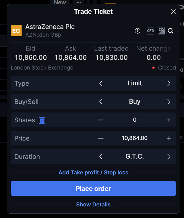 Making a trade on Saxo.