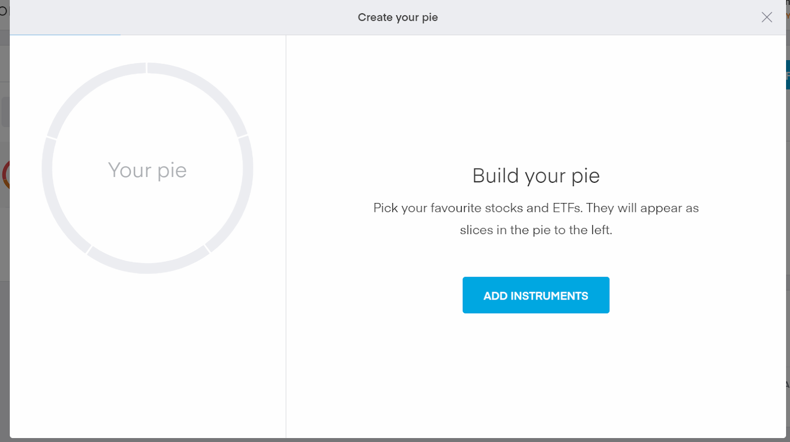 Trading 212 create your pie section.