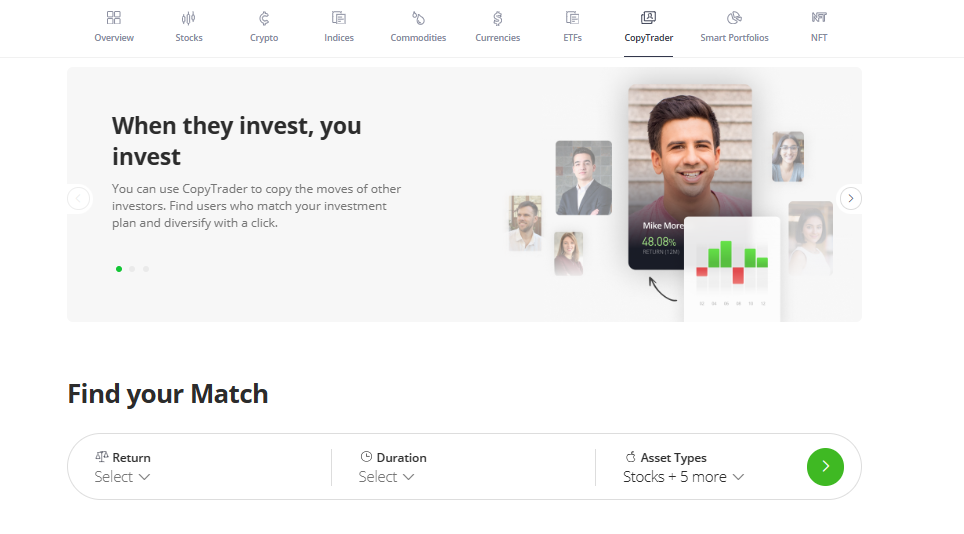 eToro CopyTrader feature.