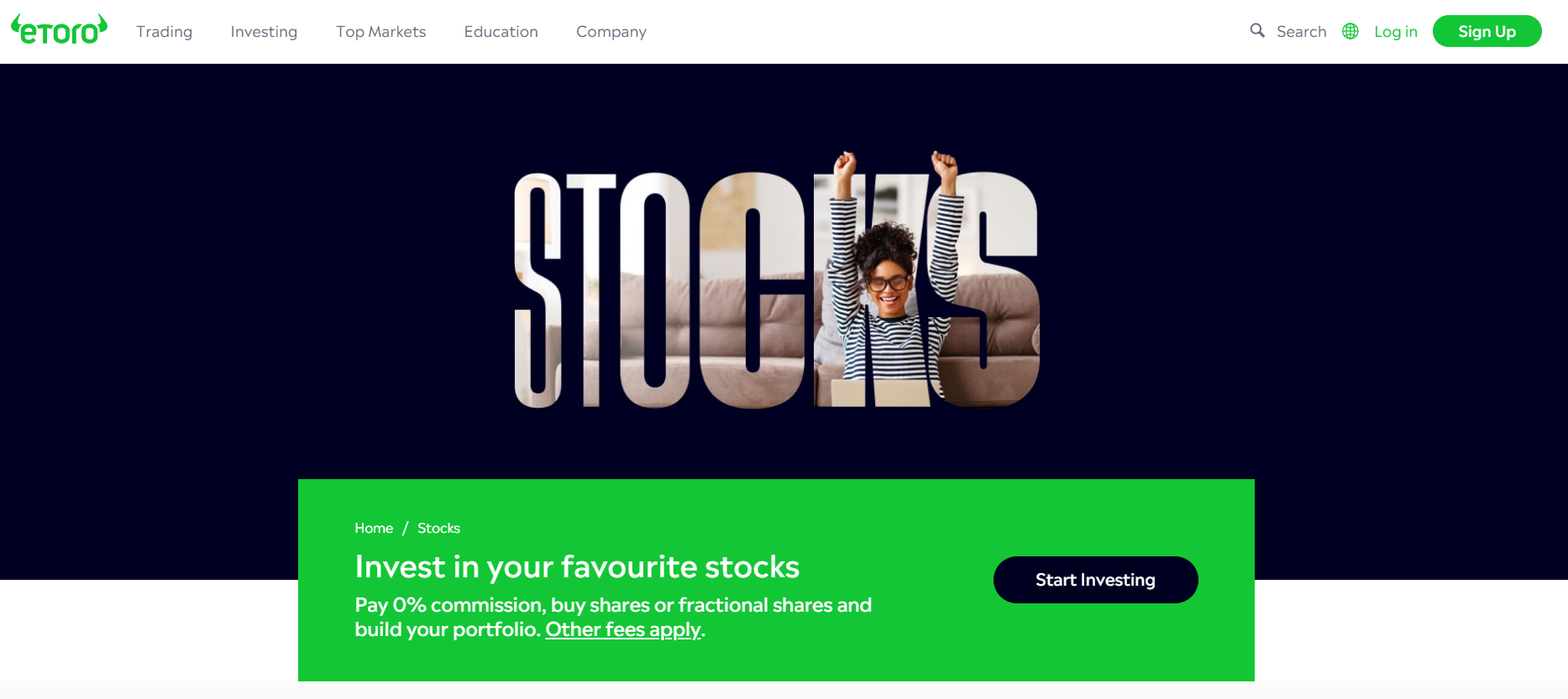 eToro - Overall best online stock broker UK for beginners.