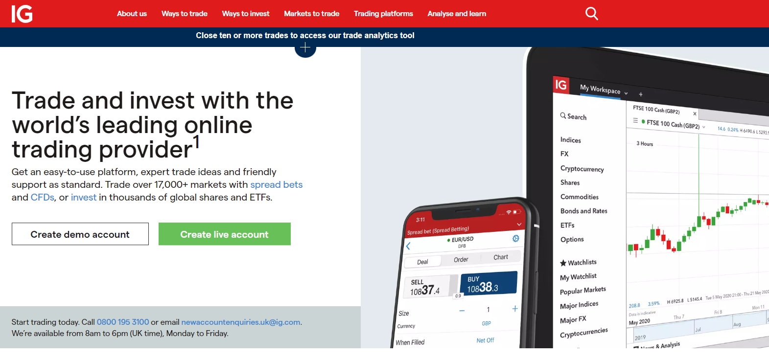 IG Markets - Best stock broker UK for a large selection of investment options.